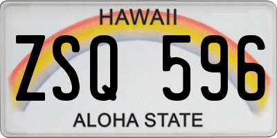 HI license plate ZSQ596