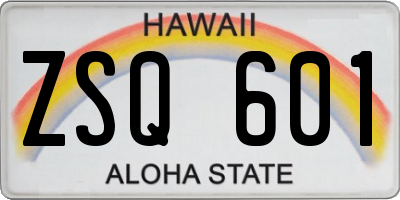 HI license plate ZSQ601