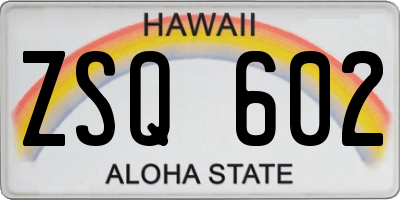 HI license plate ZSQ602