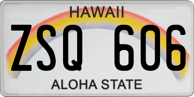 HI license plate ZSQ606
