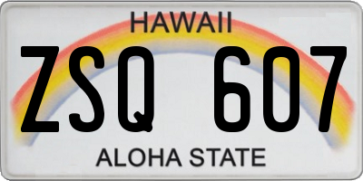 HI license plate ZSQ607