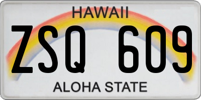 HI license plate ZSQ609