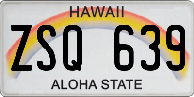 HI license plate ZSQ639