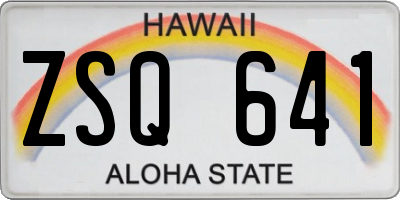 HI license plate ZSQ641