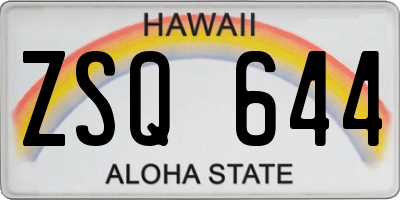HI license plate ZSQ644