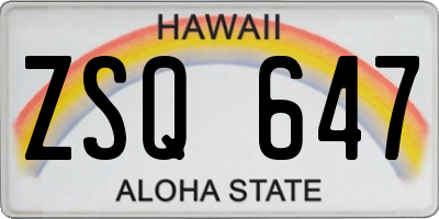 HI license plate ZSQ647