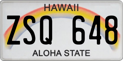 HI license plate ZSQ648