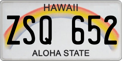 HI license plate ZSQ652