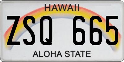 HI license plate ZSQ665