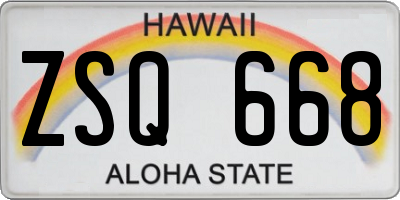 HI license plate ZSQ668