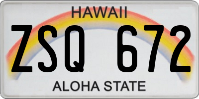 HI license plate ZSQ672