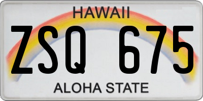 HI license plate ZSQ675