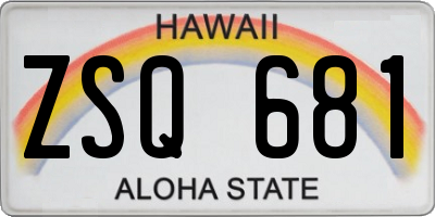 HI license plate ZSQ681