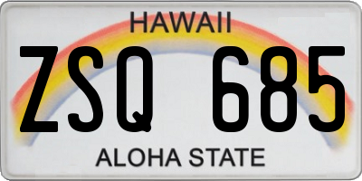 HI license plate ZSQ685