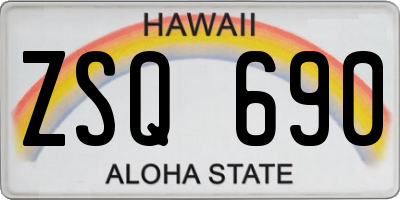 HI license plate ZSQ690