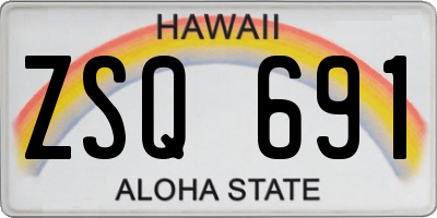 HI license plate ZSQ691