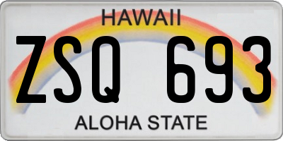 HI license plate ZSQ693