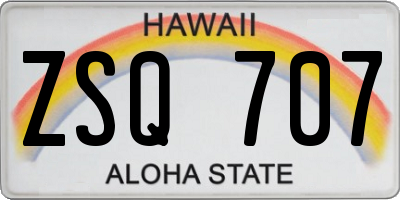 HI license plate ZSQ707