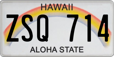 HI license plate ZSQ714