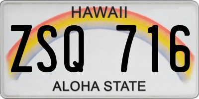 HI license plate ZSQ716