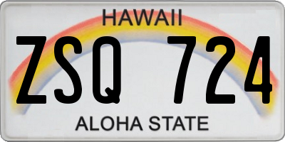 HI license plate ZSQ724