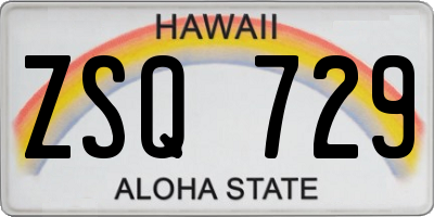 HI license plate ZSQ729