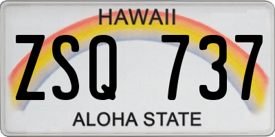 HI license plate ZSQ737