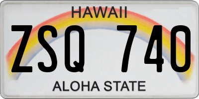 HI license plate ZSQ740