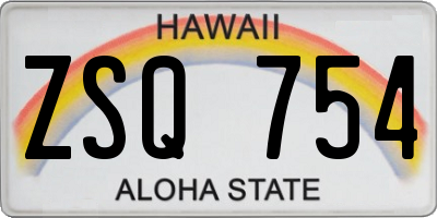 HI license plate ZSQ754