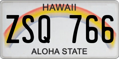HI license plate ZSQ766