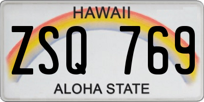 HI license plate ZSQ769