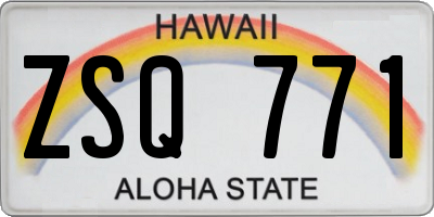 HI license plate ZSQ771