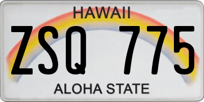 HI license plate ZSQ775