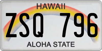 HI license plate ZSQ796