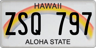 HI license plate ZSQ797