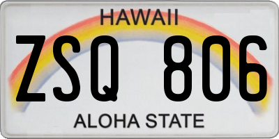 HI license plate ZSQ806