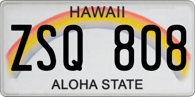 HI license plate ZSQ808
