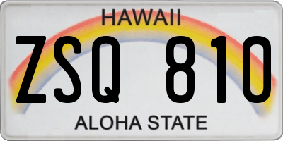 HI license plate ZSQ810