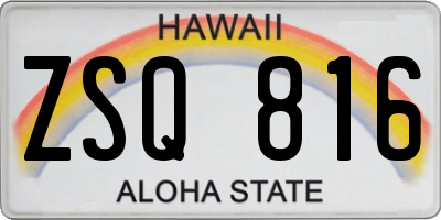 HI license plate ZSQ816
