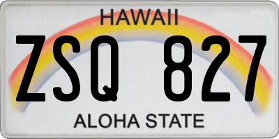HI license plate ZSQ827