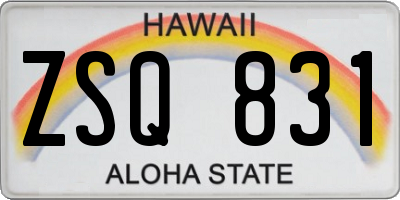 HI license plate ZSQ831