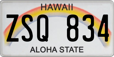 HI license plate ZSQ834