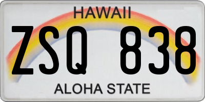 HI license plate ZSQ838