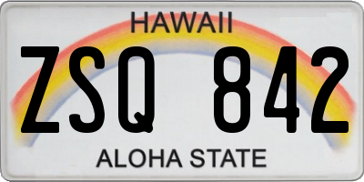 HI license plate ZSQ842