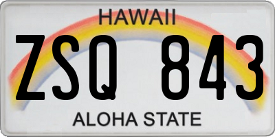 HI license plate ZSQ843