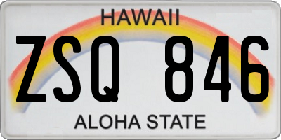 HI license plate ZSQ846