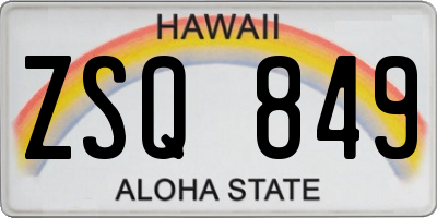 HI license plate ZSQ849