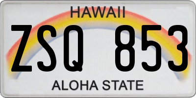 HI license plate ZSQ853