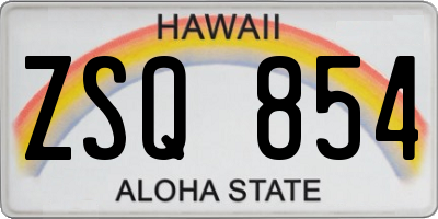 HI license plate ZSQ854