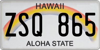 HI license plate ZSQ865